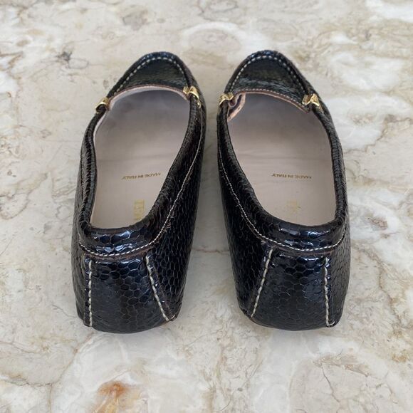 Bruno Magli Snake Embossed Leather Driving Flats Loafers - Picture 10 of 15